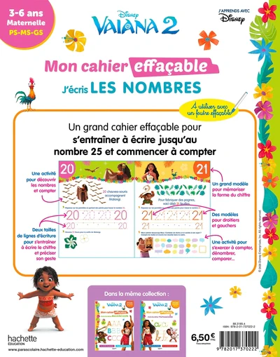 Disney - Vaiana 2  - Mon cahier effaçable - J'écris les nombres (3-6 ans) - Image 2
