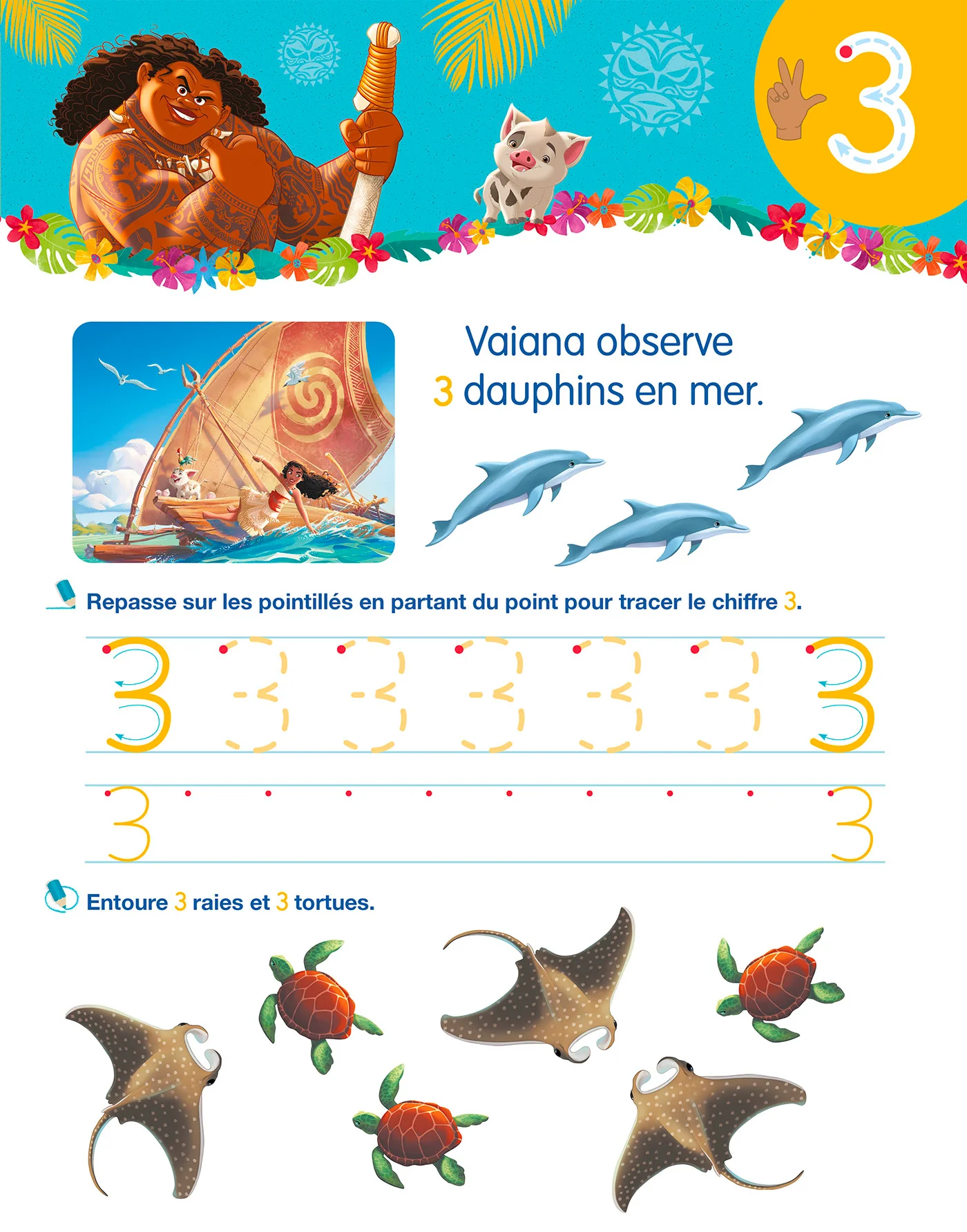Disney - Vaiana 2  - Mon cahier effaçable - J'écris les nombres (3-6 ans) - Image 5