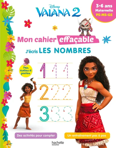 Disney - Vaiana 2  - Mon cahier effaçable - J'écris les nombres (3-6 ans) - Image 6