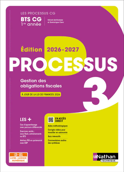 Processus 3 - Gestion des obligations fiscales - BTS CG 1re année - Coll. Les Processus CG - Ed. 2026 - Image 2