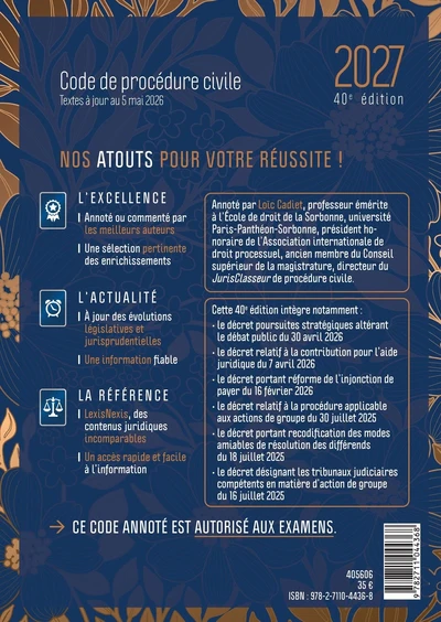 Code de procédure civile  2027 Jaquette Fleurs dorées - Image 4