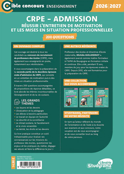 CRPE – Admission – Réussir l’entretien de motivation et les mises en situations professionnelles – 200 questions - Image 2